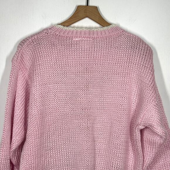 Vtg Far & Near Sweater NWT Size M Teddy Bear Pink Deadstock Cottage Grandma - Picture 7 of 10